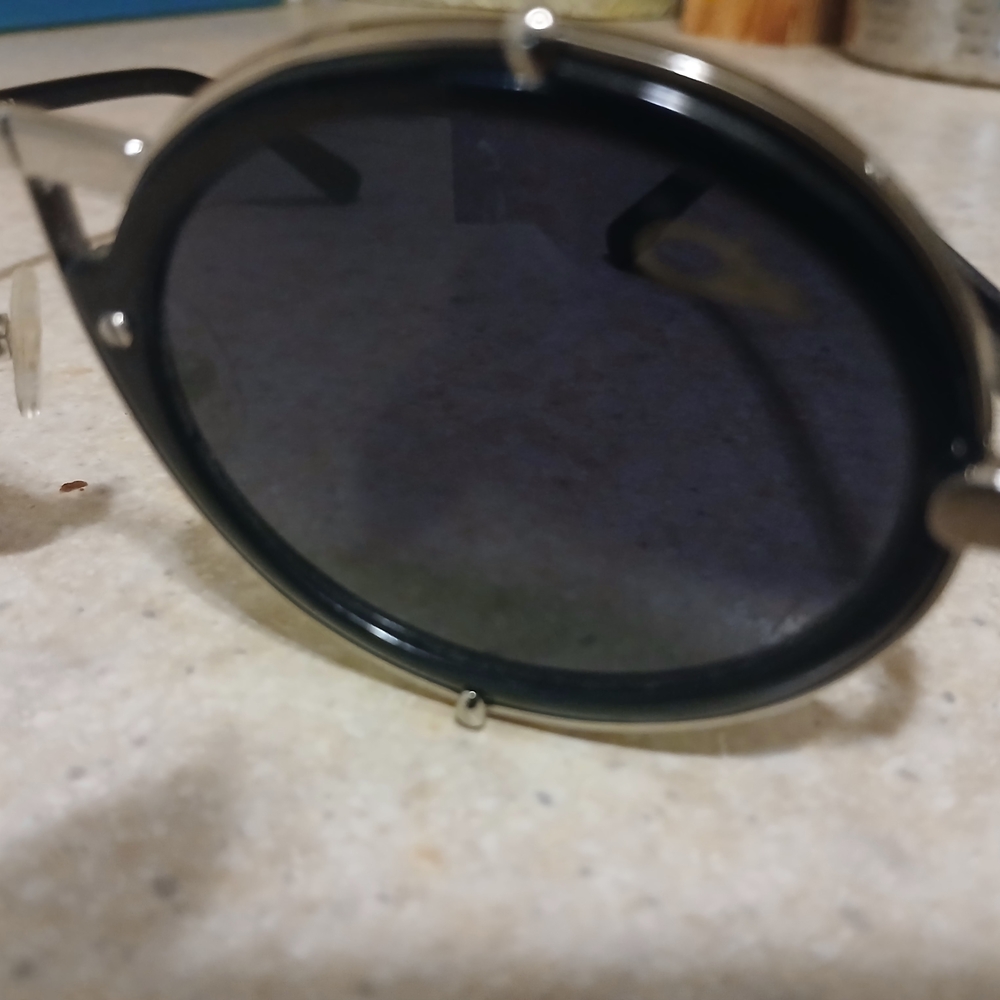 Cazal Black and Silver Round Sunglasses